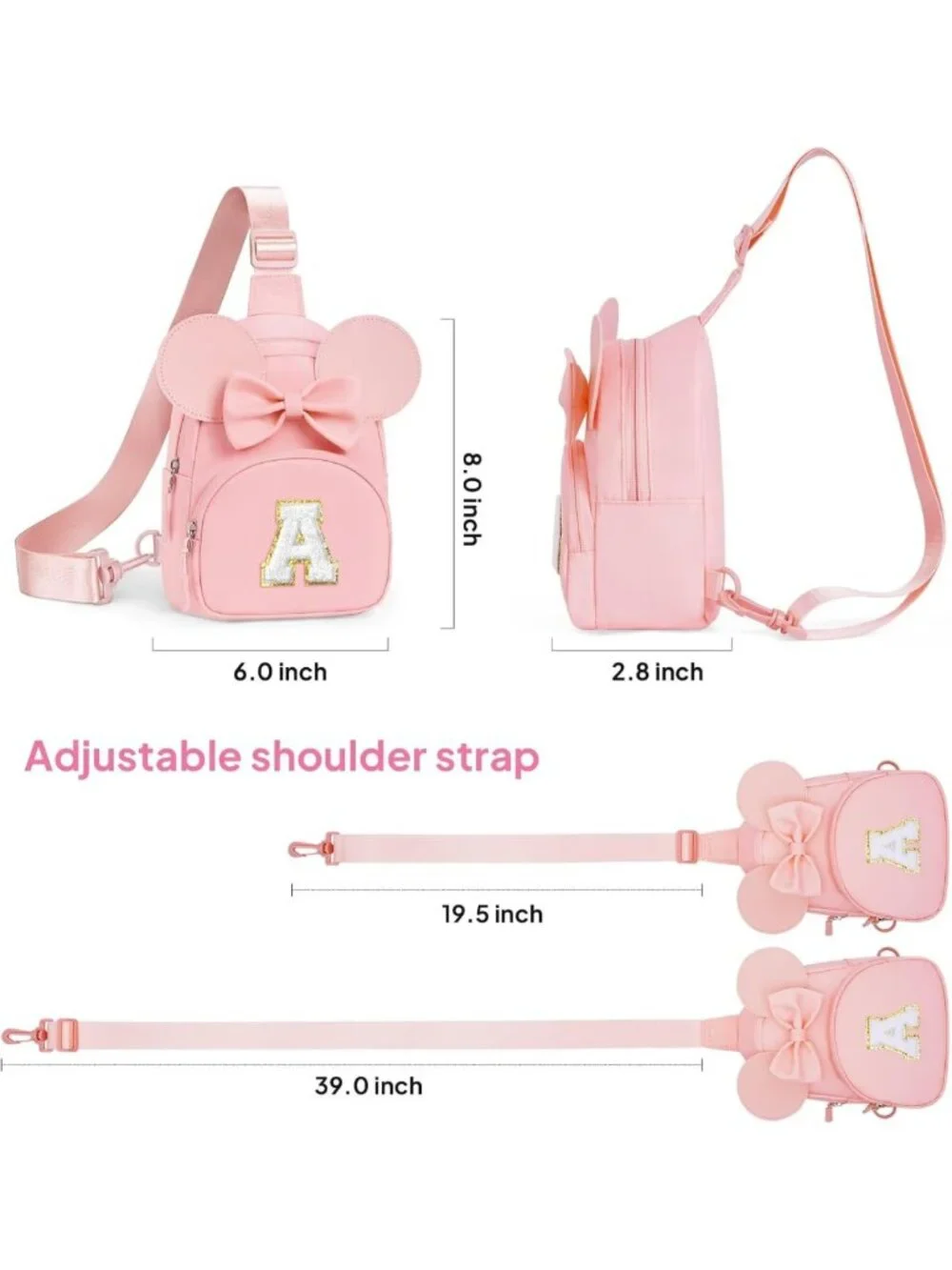 Cute Pink Crossbody Bag for Girls | Birthday Gifts for Ages 2-8 | Sling Purse